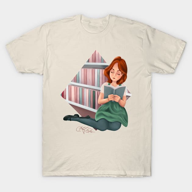 Library Afternoon T-Shirt by LunarFox